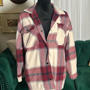 Plaid Women's Jacket - Red and Cream